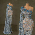 Sexy Mermaid Party Gowns Flowers Sequins Evening Dress Birthday Prom Dresses